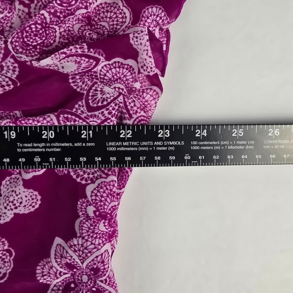 Elle Ruffle Front Blouse Womens 1X Purple Floral Flutter Sleeve V-Neck Top Plus - Picture 8 of 9